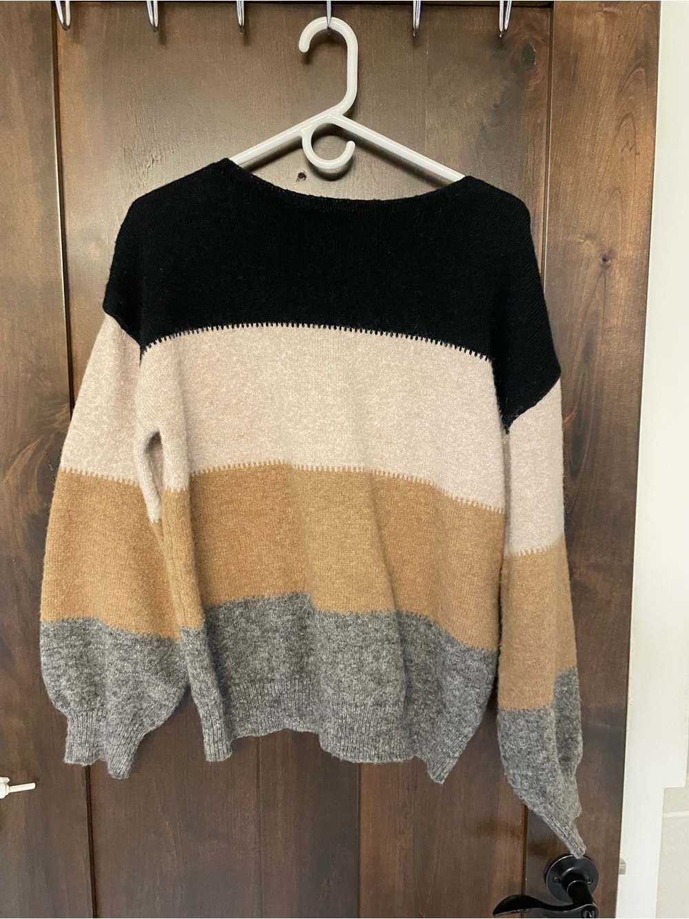 Bluivy Striped Crewneck Sweater in Black, Cream, Camel, Gray